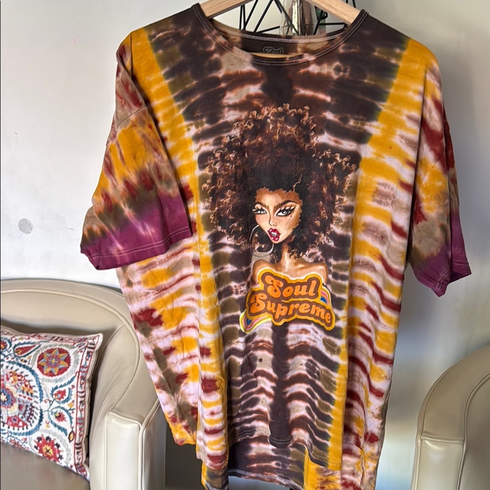 Supreme Brown and Yellow Tie-Dye T-Shirt